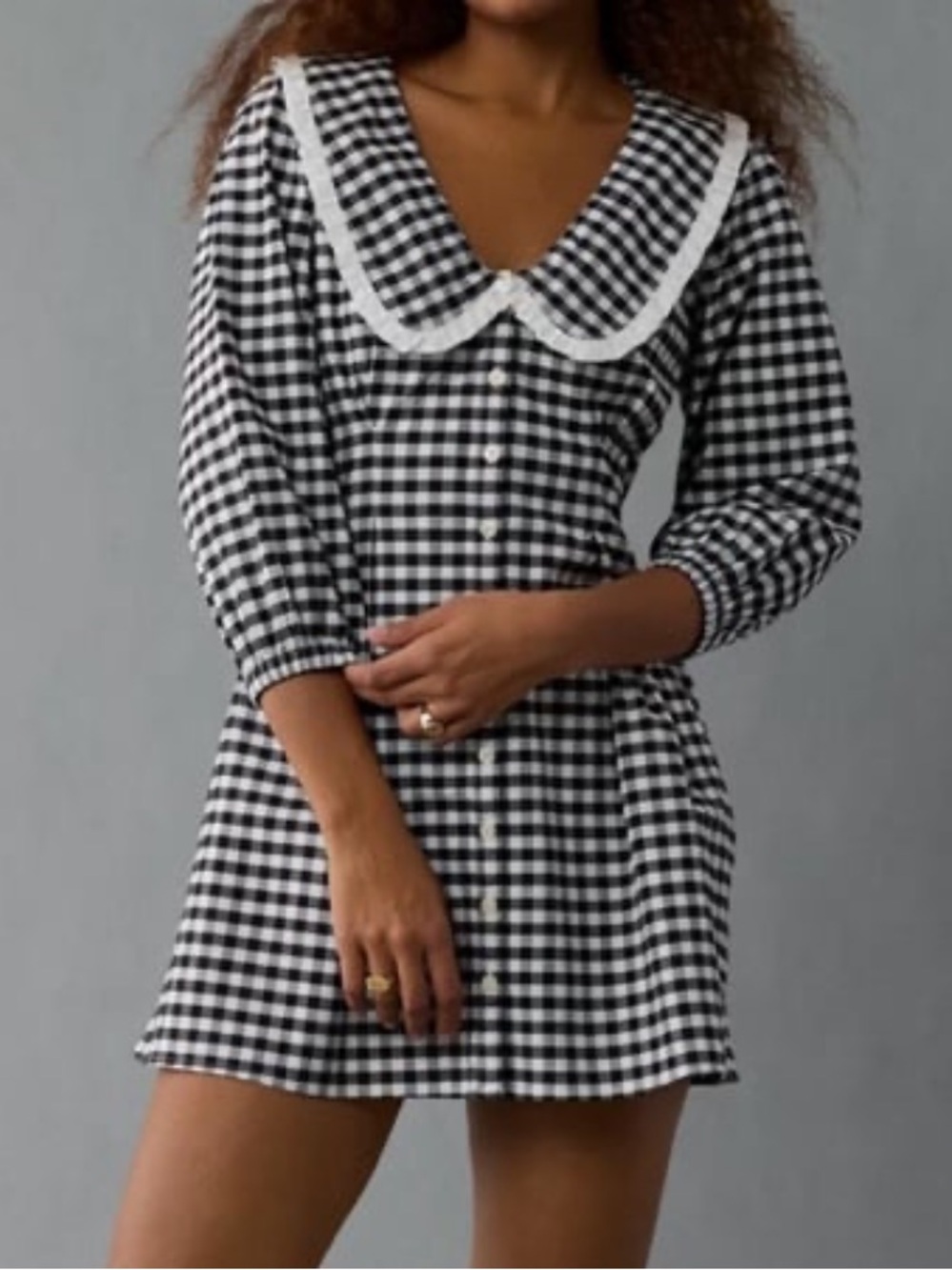 American Eagle oversized gingham collar dress